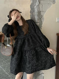 Purpdrank - Gothic Harajuku Oversized Black Dress Women Goth School Student Long Sleeve Short Dresses Autumn Korean Fashion Kpop