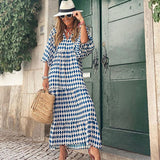 Purpdrank - Fashion Printed Long Dress Women Loose Puff Sleeve Summer Dress Casual Boho Holiday Beach Dress Female Ankle-length Maxi Dress