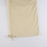 Purpdrank - Light Khaki Cargo Pants Streetwear 100% Cotton Big Pocket Patchwork Casual Pants Drawstring Low Waist Baggy Trouser Lady