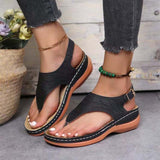 Purpdrank - Women Sandals Shoes Summer Solid Color Buckle Flip Flops Ladies Wedge Sandalias Outdoor Females Beach Shoes Chaussure Femme