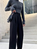 Purpdrank - Women Suit Pants Spring Office Lady Long Trousers New Autumn Solid Loose High Waist Pant Vestodo Female Pants