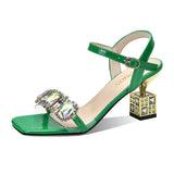 Purpdrank - Newest Crystal Chain Women Sandals Summer Party Wedding Sexy Fashion Peep Toe Crystal Strage Heels Shoes Ladies Banquet Pumps