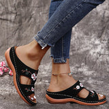Purpdrank - Sandals Comfortable Platform Soft Women Casual Slippers Embroider Flower Colorful Ethnic Flat Open Toe Outdoor Beach Shoes