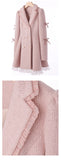 Purpdrank - Warm Winter Pink Sweet Elegant Dress Women Lace Korean Style Party Mini Dress Female Long Sleeve France Vintage Cute Dress Coat