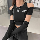 Purpdrank - Off Shoulder Women Hoodies Casual Fashion Croped Chic Sweatshirt Korean Style Streetwear Basic Clothing Kpop Shirt for Women