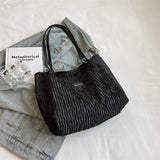 Purpdrank - Fashion Pleated Tote Bags For Women Large Capacity Shoulder Bag Ladies Casual Handbags Top-handle Bags