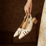 Purpdrank - Summer Sandals Genuine Leather Sandals Casual French Retro Pointed Toe Hollow Out GLADIATOR Sheepskin Sandals Thick Heel Shoes