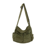 Purpdrank - Large Capacity Canvas Shoulder Bags Solid Soft Denim Leisure Or Travel Bag for Women Fashion  Fatchels Winter Package