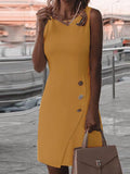 Purpdrank - Spring Summer Elegant Retro Print Ladies Dress Women Casual Sleeveless Slim Buttons Dress Sexy O Neck Party Dress Vestidos