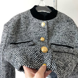 Purpdrank - Aesthetic Clothes Retro Fashion Jacket 2023 Spring Women&#39;s clothing design sense stand-up collar equestrian clothing French tweed short Coat Women