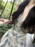 Purpdrank - 2023 Summer Chiffon Floral Midi Dress Women Casual V-Neck Beach Style Sundress Office Lady Even Party Midi Dress Korean Chic