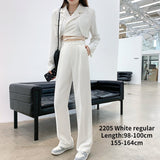 Purpdrank - 2023 Womens Fashion Casual High Waist Loose Wide Leg Pants for Women Spring Autumn New Female Floor-Length White Suits Pants Ladies Long Trousers