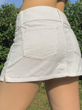 Purpdrank - White Corduroy Cargo Skirt with Sashes High-waisted Straight Casual Streetwear Korean Fashion Bottoms Pockets Clothes