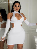 Purpdrank - Elegant Off Shoulder Black Bodycon Mini Dress For Women Summer Sexy Cut Out Tank Dresses Party Club Outfits White Clothing