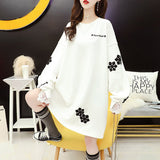 Purpdrank - Snowflake Appliques Korean Fashion Elegant Lace Long Sleeve Pullover Tunic Top Female Autumn Casual Oversized Sweatshirt Women
