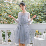 Purpdrank - Summer dress women y2k Stars Harajuku Ribbon Dress Flare Sleeve Elegant Party Midi Dress Velvet for women  lovely party gothic