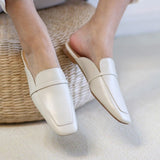Purpdrank - 2023 Summer Shoes Woman Slip on Cow Leather Mules Female Muller Shoes Square Toe Slides Style Handmade Ladies Shoes for Women