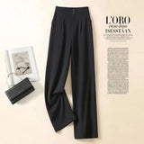 Purpdrank - Fashion Loose Office Lady Wide Leg Pants Casual Korean Women Elastic High Waist Straight Trousers Summer Suit Pants New