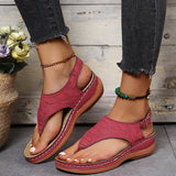 Purpdrank - Women Sandals Shoes Summer Solid Color Buckle Flip Flops Ladies Wedge Sandalias Outdoor Females Beach Shoes Chaussure Femme