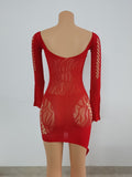 Purpdrank - Sexy Hollow Out Long Sleeve Bandage Dress Women Summer Fashion Streetwear Outfits Lace Club Party Dresses