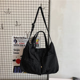 Purpdrank - Large Capacity Canvas Shoulder Bags Solid Soft Denim Leisure Or Travel Bag for Women Fashion  Fatchels Winter Package