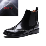 Purpdrank - Genuine Leather Classic Chelsea Boots Woman  Slip On Ladies Rivets Ankle Boots Simple Comfortable Winter Warm Shoes Size 43