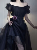 Purpdrank - 2023 Summer Gothic Black Midi Dress Women Casual Pure Color One Piece Dress Korean Fashion Even Party Y2k Dress Female Beach
