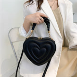 Purpdrank - Fashion Love Heart Shape Shoulder Bag Small Handbags Designer Crossbody Bags For Women Solid Pu Leather Top Handle Bag