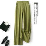 Purpdrank - Fashion Loose Office Lady Wide Leg Pants Casual Korean Women Elastic High Waist Straight Trousers Summer Suit Pants New