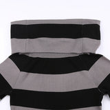 Purpdrank - E-girl Striped Gothic Aesthetic Sexy Dresses Grunge Long Sleeve Knitted Skinny Dress For Women Off Shoulder Streetwear