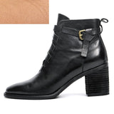 Purpdrank - Thick High Heels Side Zip  Buckle Ankle Boots