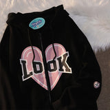 Purpdrank - Oversized Retro Streetwear Letter Printing Sweatshirts Vintage Women Zip Up Hoodies Women Grunge Punk Hooded Jackets Y2k Clothes