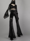 Purpdrank - Mall Goth High Waist Flared Pants Aesthetic Sexy Lace Patchwork Trousers Women Vintage Elegant Velvet Christmas Pants