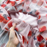 Purpdrank - Women Ruffled Dress Floral Backless Vacation Summer Sashes Zipper Sleeveless Ladies Print Long A Line Dresses