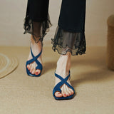 Purpdrank - New Retro Sheepskin Women Sandals French Chunky Heel Open Toe Sandals Buckle Strap Summer Shoes Heel Women Explosive Spot