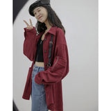 Purpdrank - Retro Fashion Women Corduroy Shirt Button Jacket Long Sleeve Top Mid-length Shirt Wholesale Spring Autumn Coat Office Women New