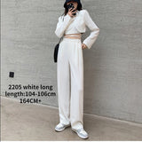 Purpdrank - 2023 Womens Fashion Casual High Waist Loose Wide Leg Pants for Women Spring Autumn New Female Floor-Length White Suits Pants Ladies Long Trousers