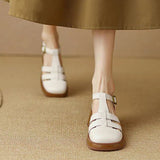 Purpdrank - Vintage Fashion Women Sandals Office Ladies Pumps Chunk Heels Platforms Buckle Shoes Woman 2023 Summer bc5961