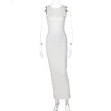 Purpdrank - Fashion Sexy O-neck Backless Long Maxi Evening Dresses Women Hollow Out Sleeveless Split Bodycon Party Dress for New Year