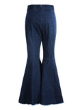 Purpdrank - New Fashion Vintage Denim Flared Pants High Waist Women Hollow Out Hem Streetwear Party Clothes