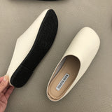 Purpdrank - 2023 New Women Mules Slipper High Quality Soft Leather Round Toe Slipper Slip On Outdoor Sandal Causal Flat Heel Slides