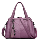 Purpdrank - New Women Leather Luxury Handbags Designer Big Capacity Tote Bag Vintage female Hand Crossbody Bags Top-Handle Shoulder Bag