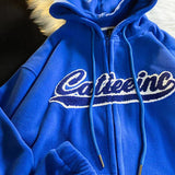 Purpdrank - Women Letter Embroidery Hoodies Autumn Winter Fashion Oversized Zipper Jacket Coats Female Retro Harajuku Y2k Hooded Sweatshirts