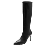 Purpdrank - Winter New Women High Boots Fashion Pointed Toe Side Zipper Ladies Elegant Long Boots Thin High Knee High Boots