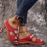 Purpdrank - Sandals Comfortable Platform Soft Women Casual Slippers Embroider Flower Colorful Ethnic Flat Open Toe Outdoor Beach Shoes