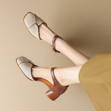 Purpdrank - Women Pumps Fashion Shallow Mouth Square Heels Spring Summer New Korea Thick Heels High  Square Toe