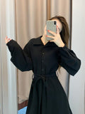 Purpdrank - Polo Black Shirt Dress Women Vintage Casual Long Sleeve Party Dresses Elegant Kpop Fashion Harajuku Robe Female