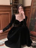 Purpdrank - Autumn New Velvet Dress Women Elegant Midi A Line Black Dress Female Vestdios Vintage Bodycon Fashion Y2K Party Prom Clothes