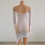 Purpdrank - Sexy Hollow Out Long Sleeve Bandage Dress Women Summer Fashion Streetwear Outfits Lace Club Party Dresses