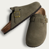 Purpdrank - Fashion Women's Suede Mules Slippers Boston Clogs Cork Insole Sandals With Arch Support Outdoor Beach Slides Home Shoes
